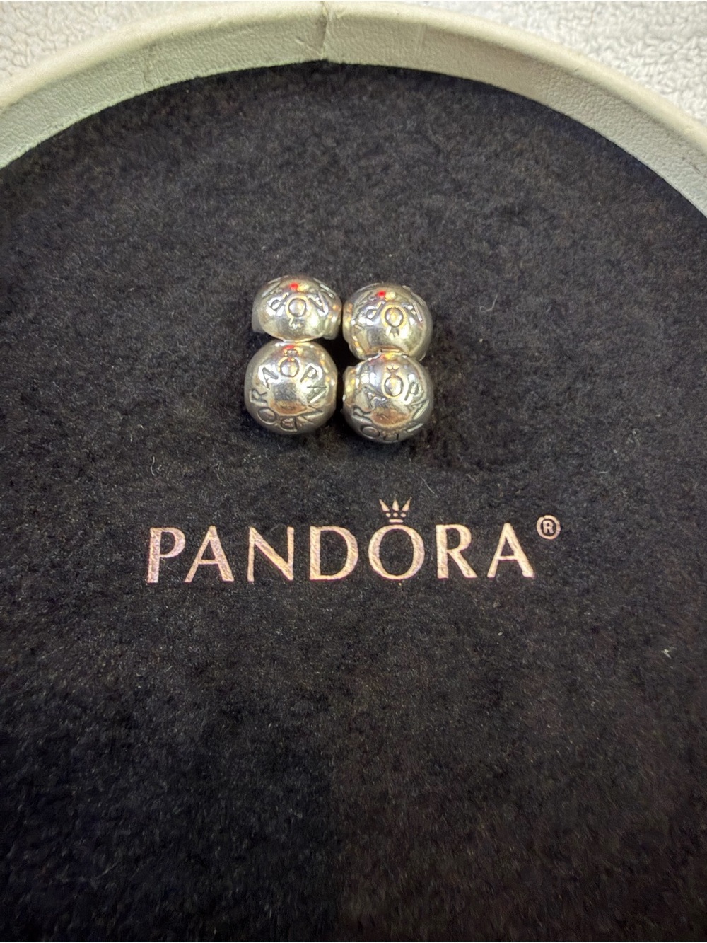 Pandora Silver Logo Spacer Beads - Silver